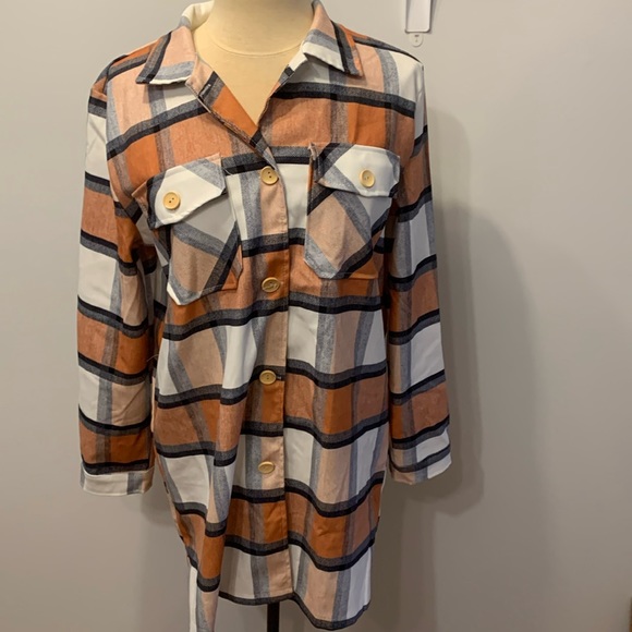 NWOT COEUR DE VAGUE Plaid Shacket Jacket Shirt size XXL - Picture 2 of 12